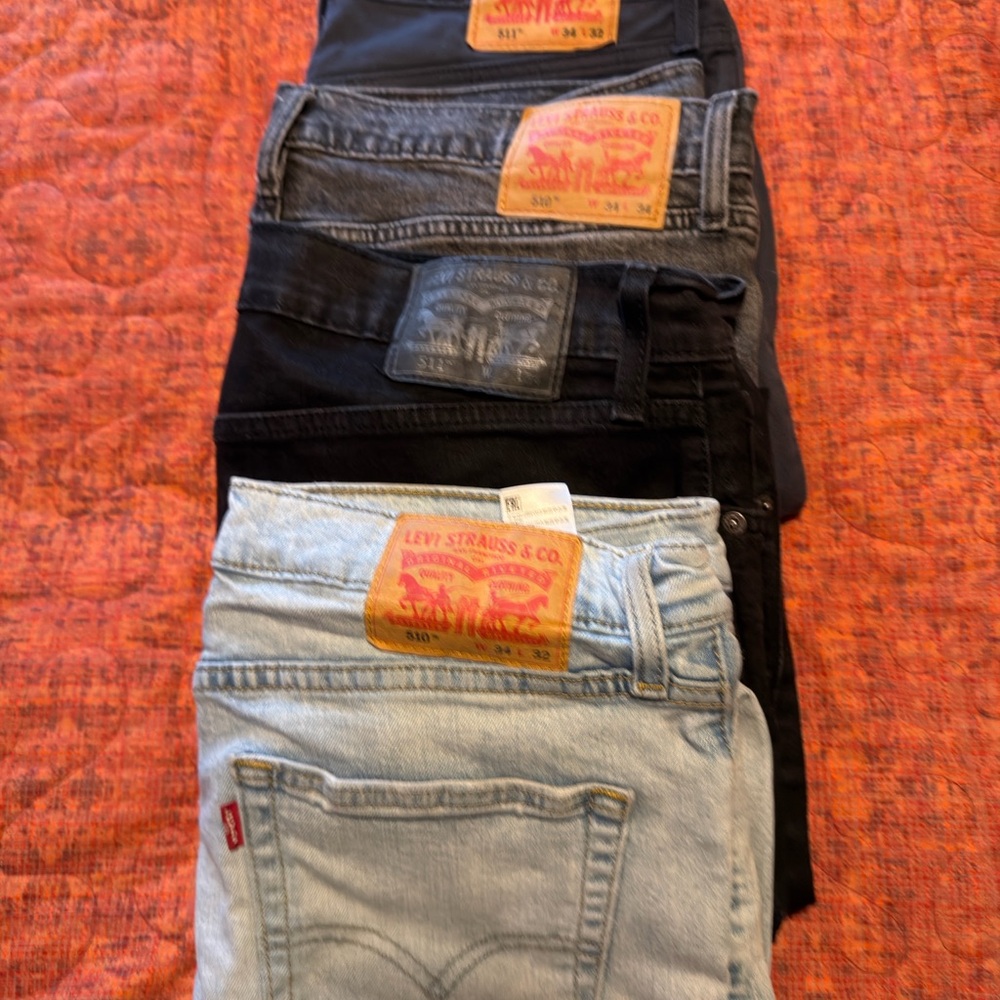 Levi's Men's Jeans Bundle - Black and Light Blue